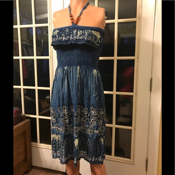 Cute Halter Top Blue Sundress - Picture 1 of 6